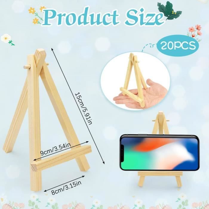 Lot De 2 Mini Chevalets De Table En Bois 30x20cm - Support Photo Et Toile Triangle