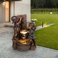 statue de jardin,figurine de fontaine exquise en résine de forme d'enfants de  rétro pour l'extérieur-2