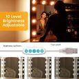 Lumière de Miroir10 Ampoules Hollywood Kit de Lumière LED Dimmable Lampe pour Miroir Cosmétique Salle de Bain 3 Couleurs 10 Niveau-2