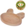 Lv.life☪Assiette en bois mignon plat divisé bol plateau de service alimentaire pour enfants (lapin)☪NIM-2