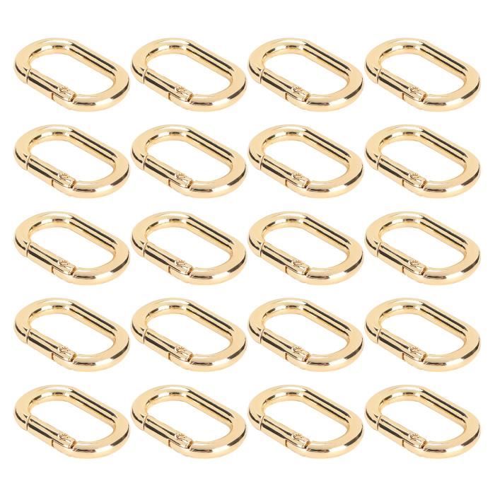 Lot de 30 anneaux en D - Mousqueton - Anneau doré en D - En forme