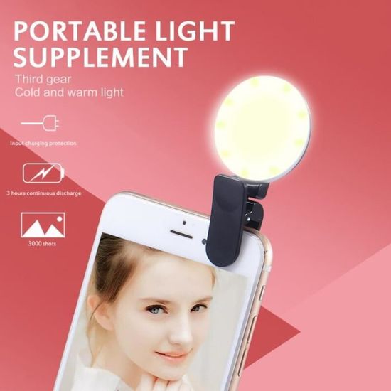 Flash Selfie lumière Téléphone Caméra Lampe Agrafe - Flash - Achat & prix