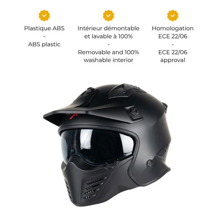 Casque De Moto/scooter/skate – Coque ABS, EPS Anti-choc, Réglable 54-62cm – Homme/femme, Certifié 3C