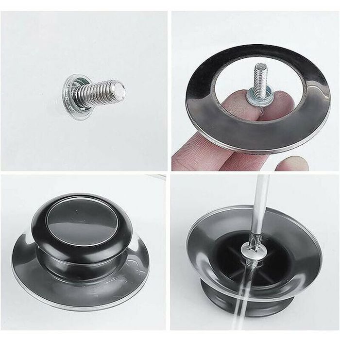 2 Boutons De Couvercle Universels - Poignées En Bakélite Et Inox Antidérapantes Pour Couvercles De Casserole (jusqu'à 260°C)