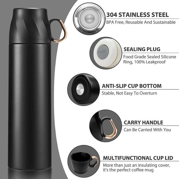 Grand thermos à café pour boissons chaudes en acier inoxydable - Bouteille isotherme de 1,8 l