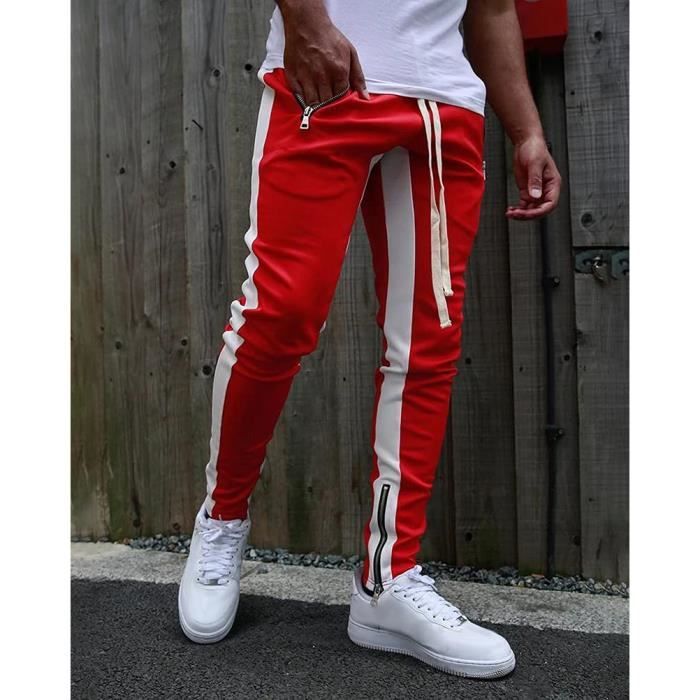 Minetom Pantalon de Jogging Homme Pantalon Sport Rayures Contrastées Taille Elastique  Pantalon avec Poche Activewear A rouge - Cdiscount Prêt-à-Porter