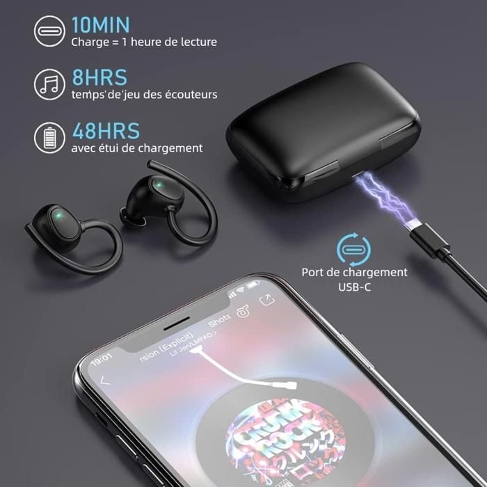 Écouteurs Bluetooth Sport Sans Fil 2025 – Bluetooth 5.4, 50h D’autonomie, étanchéité IPX7, Charge Rapide USB-C – Idéal Running, Fitness, Yoga - 9