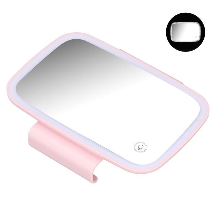 Miroir de maquillage pour pare-soleil de voiture Surround LED lumières  écran tactile Plug and Play avec clip auto solaire rose