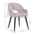 Lot de 2 fauteuil chaise salle à manger chaise salon bureau chambre chaise d'appoint velours rose clair style scandinave-3