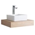 Plan de toilette suspendu pour vasque WILL - 60 cm - Ep. 12 cm + Equerres invisibles - Décor Chêne-3