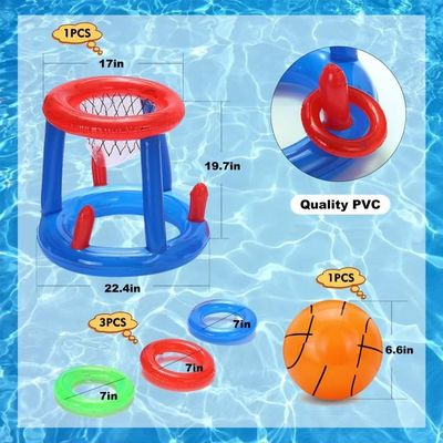 FUNNETOYU Panier De Basket Flottant Pour Piscine – Cerceau 37x29 Cm, Ballon Et Gonfleur Inclus, Jeu Eau Et Terre