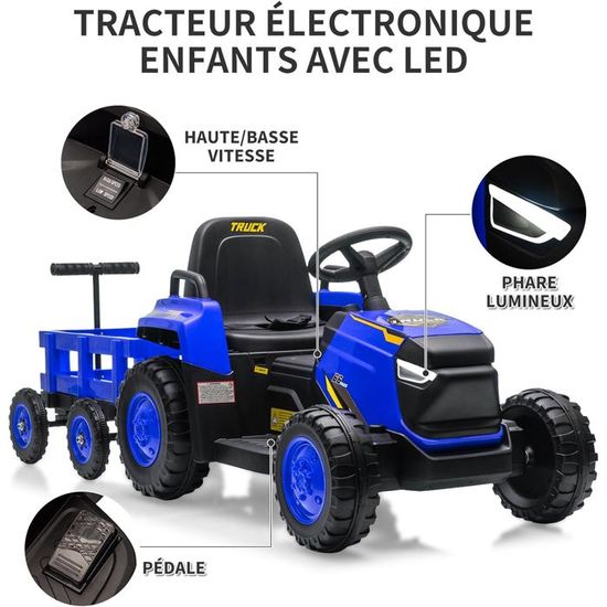 Test Du Tracteur électrique Pour Enfants Finoos 12V Avec Pelle Et Remorque Amovible