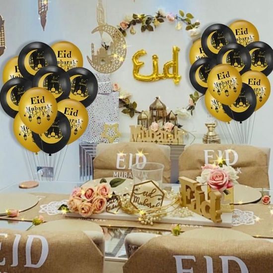 12 Décorations De Table Ramadan Mubarak - Centres De Table En Nid D'abeille Bleu Et Or Pour Fête Eid, Mariage, Anniversaire