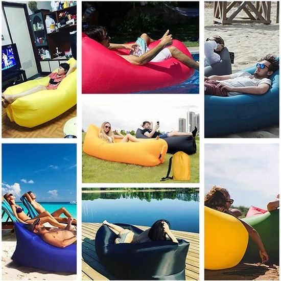 Canapé Gonflable & Lit De Plage Portable – Matelas Air Ultra Léger Pour Camping, Plage, Festival – Sans Pompe