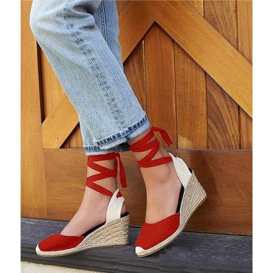 Minetom Femme Mode Sandale Espadrille Lani/ère Sandals Talon Compens/é Plateforme /Ét/é Casual Romaines Sandals Doux