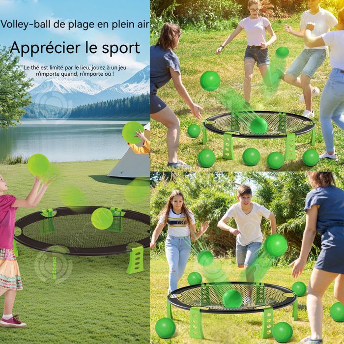 YUEMING Ensemble Jeu Mini-Volleyball - Kit Avec 2 Balles, Sac, Pompe - Jeu Plein Air Intérieur Famille Amis