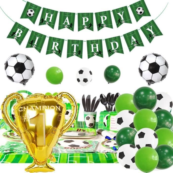 Acheter 1 ensemble de ballons de Football en feuille d'hélium, décorations  de fête d'anniversaire pour enfants garçon, ballon numéro vert de 32  pouces, fournitures de sport de Football