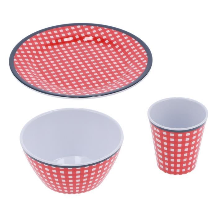 Service de table 66 pièces incassables pour 6 personnes, assiettes et bols en plastique Service de table 66 pièces incassables pour 6 personnes, assiettes et bols en plastique