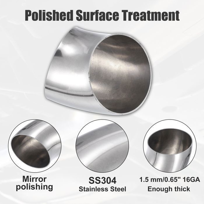 Lot De 4 Coudes Échappement 90 Degrés Acier Inox SS304 - Diamètre 76 Mm, Tube Échappement Universel Pour Système Modifié