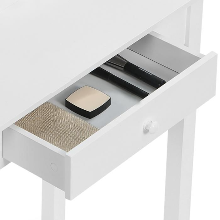 Juskys Coiffeuse Bella avec Miroir LED, Tabouret, Tiror & 4 Étagères de