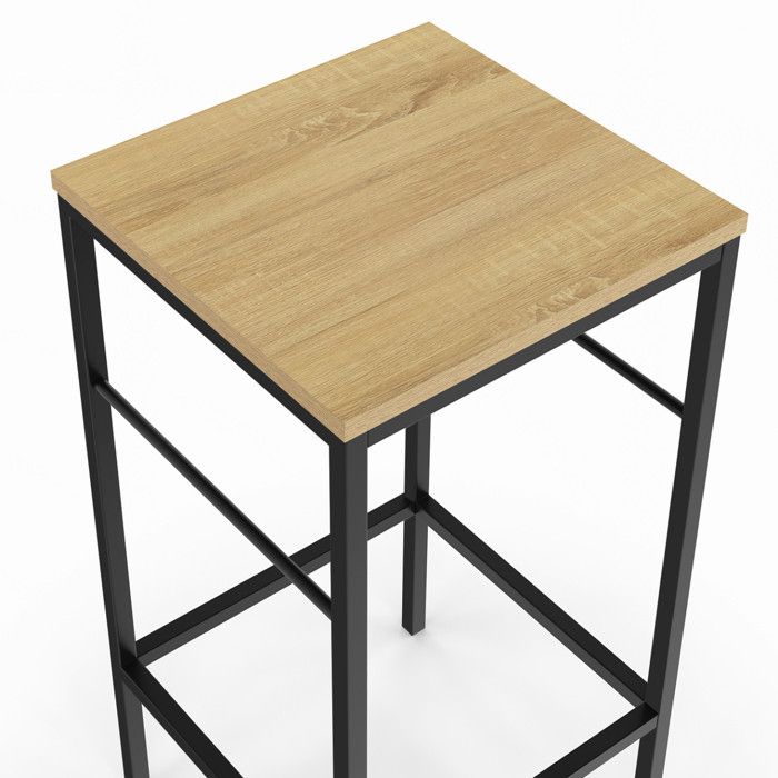 IDMarket - Lot De 2 Tabourets De Bar Detroit Design Industriel Noir Et Bois
