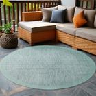 CARPETSALE24 Tapis d'extérieur 120 cm Rond Bleu Tapis balcon cuisine et terrasse unicolore en tissage plat résistant aux intempéries