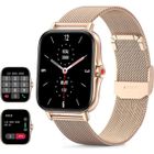 CHRONUS Montre Connectée Femme Smartwatch Bluetooth Appel Multifonction IP67 Étanche Sport GPS Tracker d'Activit pour Android iOS Or