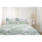 DECORATION D'AUTREFOIS Boutis Patchwork Vert Avril - 230x250 cm - Boutis 2 places avec 2 taies 65x65cm - Couvre-lit Matelassé - Autrefois