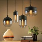 EXBON Mogod Lot de 4 Lustre en Verre Suspension Luminaire Vintage E27 Noir Ambre pour Cuisine Salon Salle à Manger