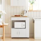 SoBuy Desserte de Cuisine À Roulettes Avec Tiroir Portes et Étagères Latérales Meuble de Rangement Blanc 75x46x83cm