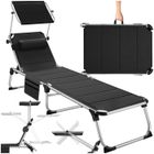 Bain de soleil - TECTAKE - Chaise longue transat LORELLA rembourré et pliable dossier réglable 6 positions avec appui-tête - Noir