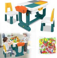 LARS360 Table pour enfants avec chaises Table de construction multifonctionnelle Table d'activités (avec 300 blocs)