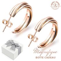 Belles Boucles d'oreilles femme Créoles Baignées dans l'Or. Cadeau femme original. Boîte à bijou offerte. Marque 2SPLENDID®