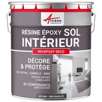 Peinture Sol - Résine Epoxy effet Miroir - REVEPOXY DECO  Gris basalte ral 7012 - kit 5 Kg (jusqu'à 14m² pour 2 couches)