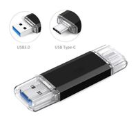 Clé USB 128 Go Type C 2 en 1 USB 3.0 OTG Pendrive pour Samsung Huawei - Noir