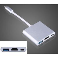 ChangM Adaptateur USB 3.1 Type C Male Vers HDMI USB 3.0 Multiport Charge Port Adapteur