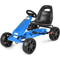 COSTWAY Go Kart à Pédales Formule 1 Racing Embrayage avec Frein, Roues en Caoutchouc EVA pour Enfants pour 3-8 ans Bleu