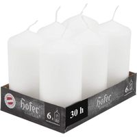 Hofer Pilier, lot de 6 bougies blanches - 60 x 120 mm - Bougies cylindriques décoratives - Longue durée de combustion de 30 heures