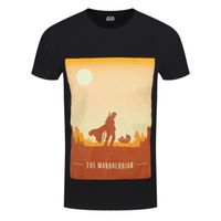 Star Wars T-Shirt Mandalorian Retro Poster Homme Noir