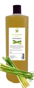 HUILE - LAIT MASSAGE Purespa Huile de Massage végétale parfumée Lemongrass - 100% Massage Naturelle Bio relaxante et exotique