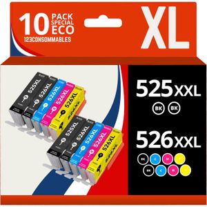 Pack De 10 Cartouches D'encre Compatibles Canon PGI525 CLI526 Pour Pixma MG5350 - Neuves