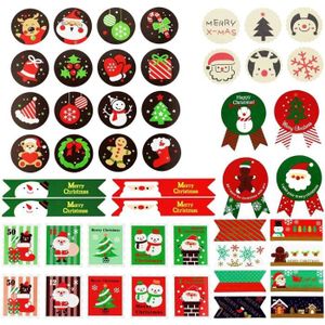 Pochettes-Surprise 2 Autocollants De Noel Gommettes Noël Vacances Cadeau Autocollants Stickers Parfait pour les Cadeaux et Décorations de Noël 1000Pcs Étiquettes Adhésives en Papier Kraft