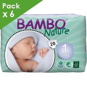 COUCHE BAMBO NATURE Newborn 1 - Carton de 168 langes - Absorption optimale et confort assurés