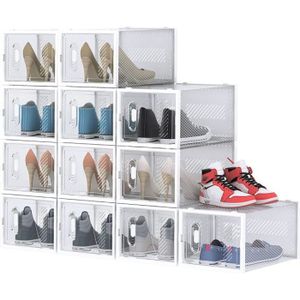 Lot de 20 boîtes à chaussures empilables transparentes - Avec couvercle -  Pliable et empilable - Pour chaussures à talons hauts - Bl - Cdiscount  Maison