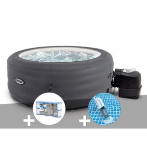 SPA COMPLET - KIT SPA Kit spa gonflable Intex PureSpa Access rond Bulles 4 places + 6 filtres + Aspirateur