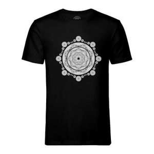 T-SHIRT T-shirt Homme Col Rond Noir Mandala Meditation Yog