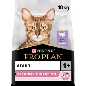 CROQUETTES Pro Plan Adult 1+ DELICATE DIGESTION Riche en Dinde - 10kg - Croquettes complètes pour chats adultes
