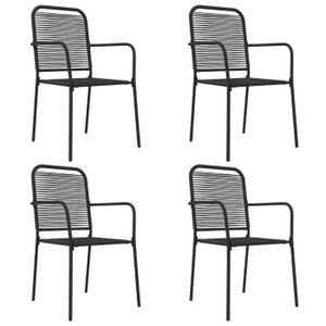 Ensemble table et chaise de jardin WXS - Ensemble à dîner de jardin 5 pcs Noir Corde de coton et acier - DX0133