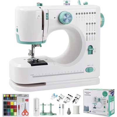Machine à Coudre Portable PRIXTON P110 Bleue - 12 Points De Couture Avec Pédale