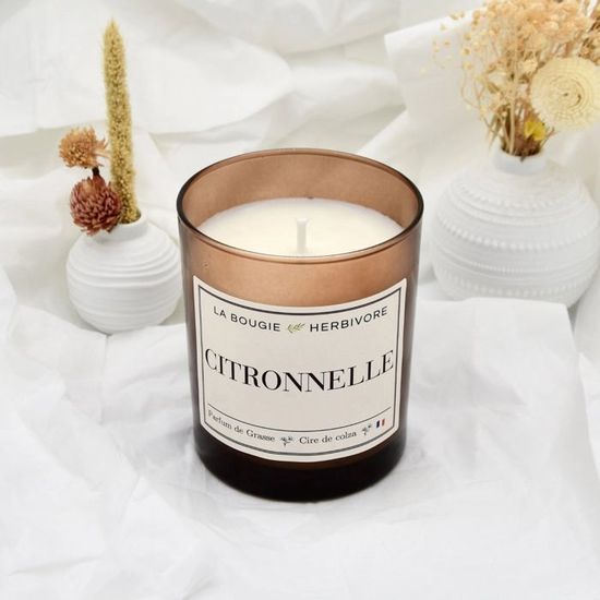 Bougie Parfumée Citronnelle Verre Ambré Cire de Colza Naturelle — free download